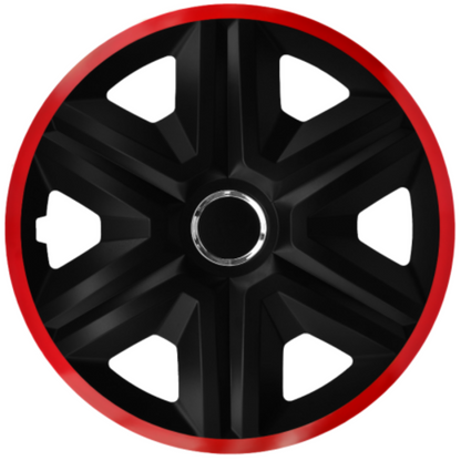 Set 4 Capace Roti pentru Mazda, model Fast Black Cu Rama Rosie, R14
