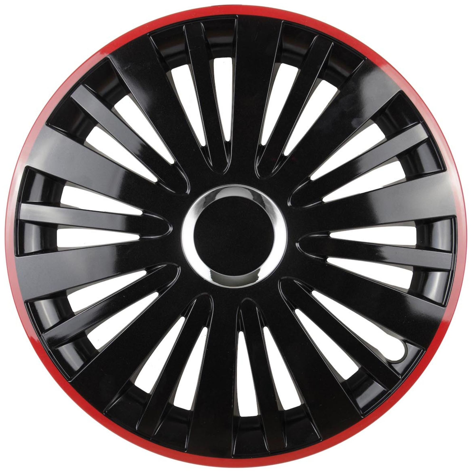 Set 4 Capace Roti pentru Fiat model Falcon Black Cu Rama Rosie R15 FIAT