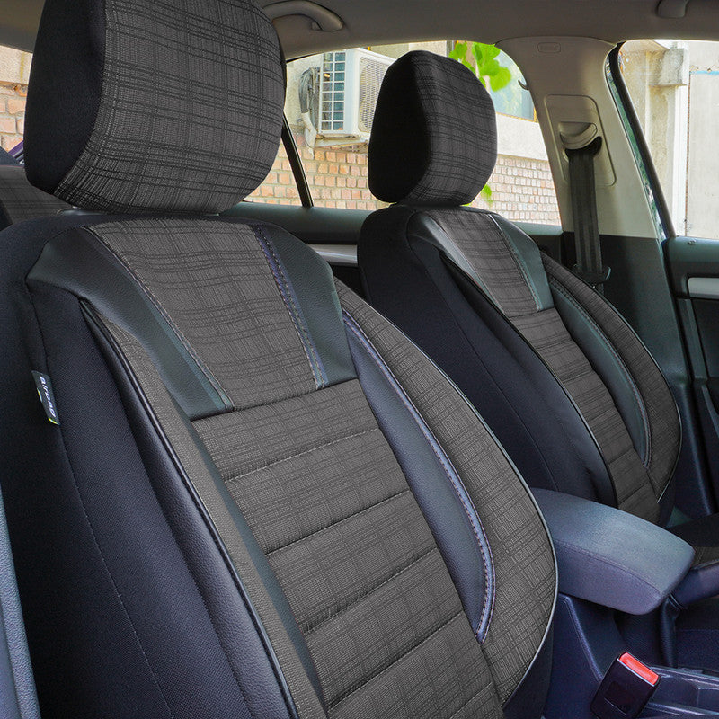 Set Huse Scaune Auto Umbrella Luxury pentru Audi A4 B6 din Piele Ecologica, Negru + Textil Gri