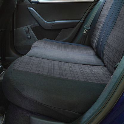 Set Huse Scaune Auto Umbrella Luxury pentru Audi A4 B6 din Piele Ecologica, Negru + Textil Gri
