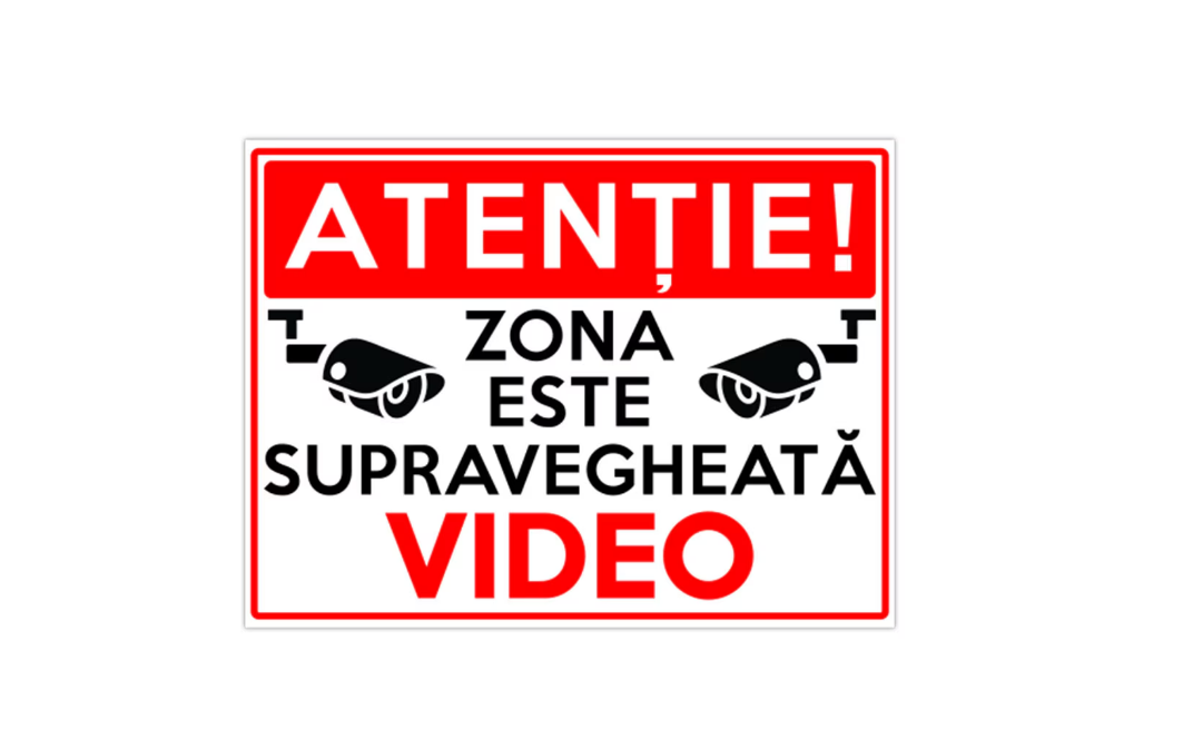 Placuta indicatoare "Atentie, zona supravegheata video", 200x300, PVC 1 mm