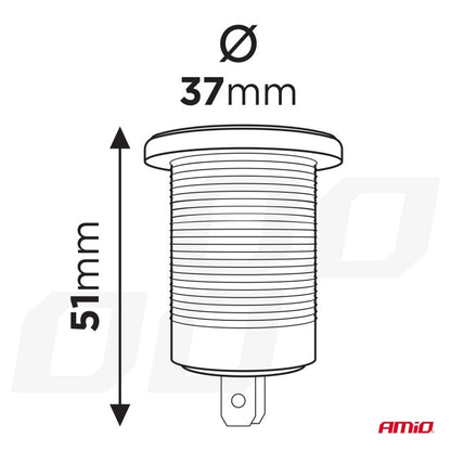 Priză suplimentară încorporată cu iluminare roșie 12V 24V AMIO-04219