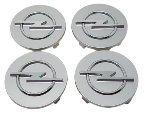 Set 4 capace roti 64mm Argintii/Gri, Opel Insignia/Astra/Vectra/Corsa, Pentru Jante Aliaj