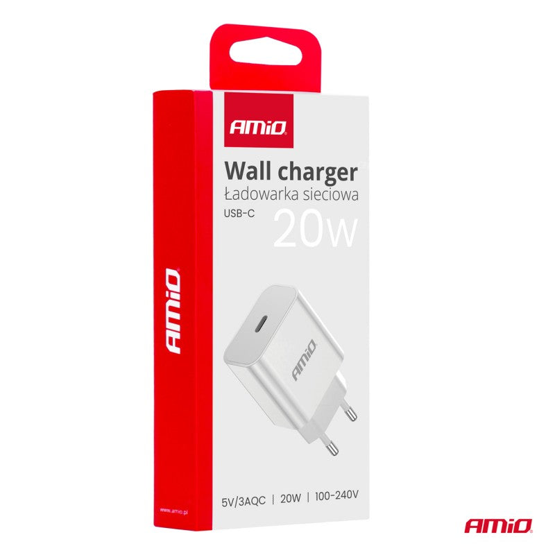 Încărcător de perete USB-C 230V 20W AMIO-03891