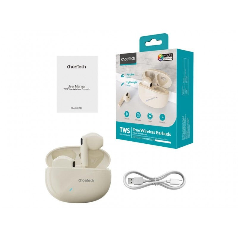 Casti Bluetooth TWS in-ear Choetech BH-T24, alb