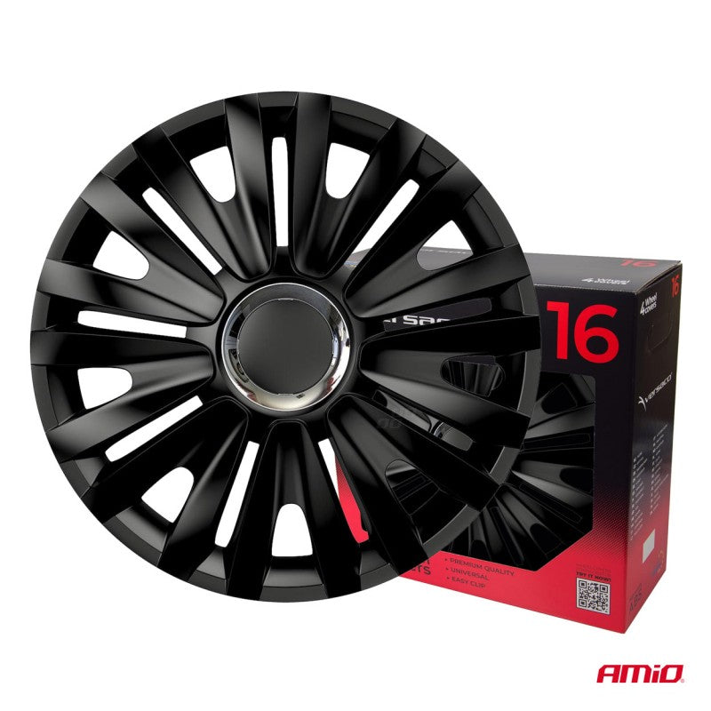 Capace roți auto set 4 buc. negru regal 16" inch COLOR BOX