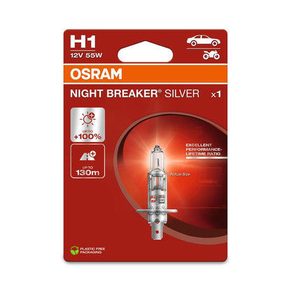 BEC 12V H1 55 W NIGHT BREAKER SILVER +100% BLISTER 1 BUC OSRAM