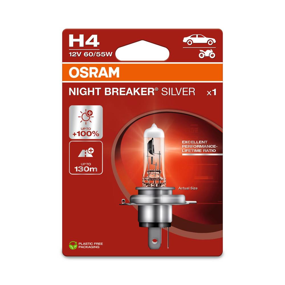 BEC 12V H4 60/55 W NIGHT BREAKER SILVER +100% BLISTER 1 BUC OSRAM