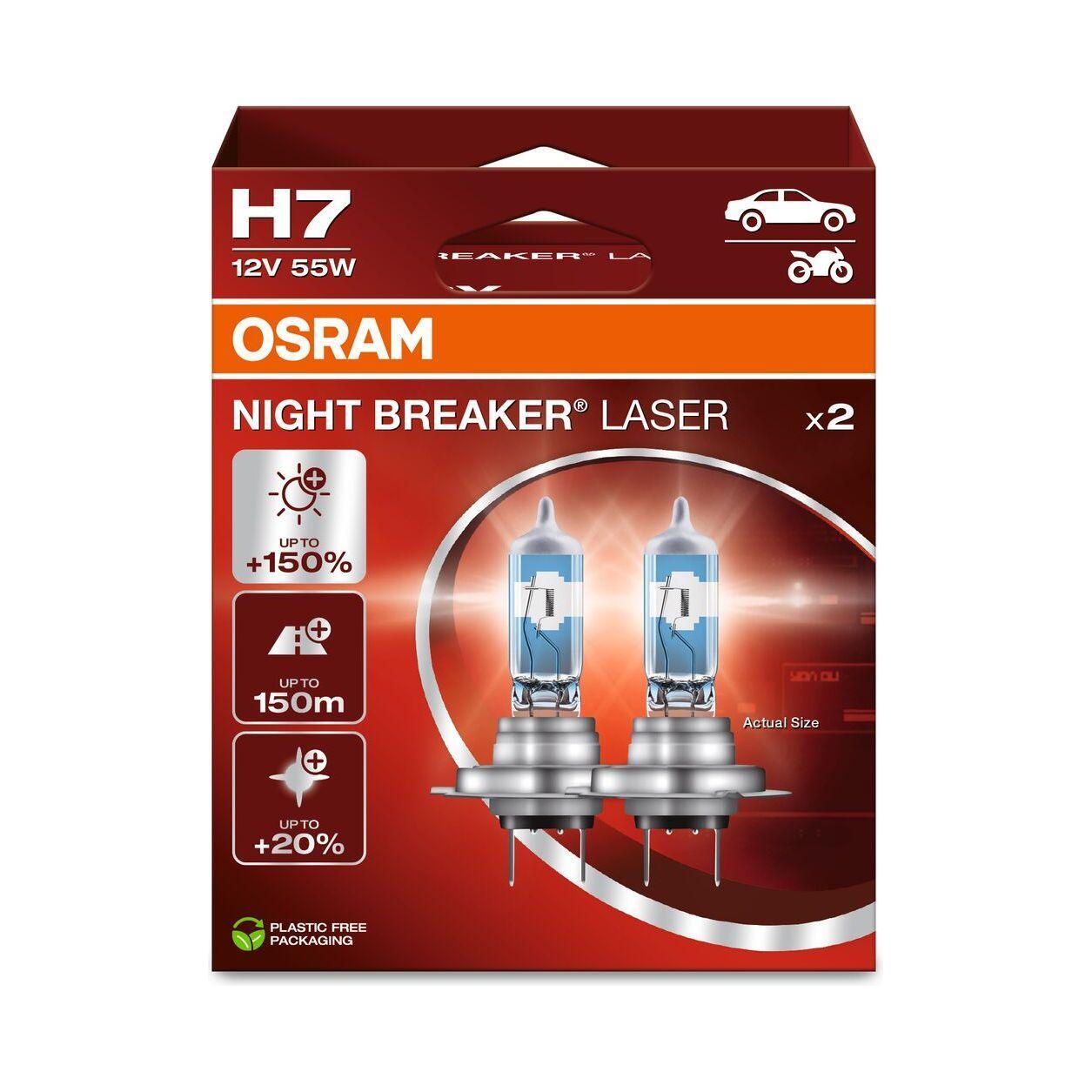 SET 2 BECURI 12V H7 55 W NIGHT BREAKER LASER NextGen +150% OSRAM