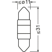 BEC AUXILIAR CU LED 12V (C5W 31mm) WHITE 6000K BLI 1 BUC OSRAM