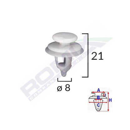 CLIPS TAPITERIE PENTRU CITROEN/PEUGEOT - ALB SET 10 BUC