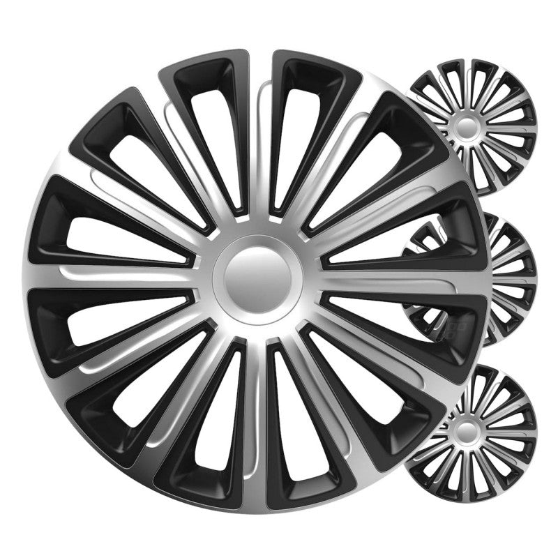Set 4 Capace roti negru cu argintiu 16" inch