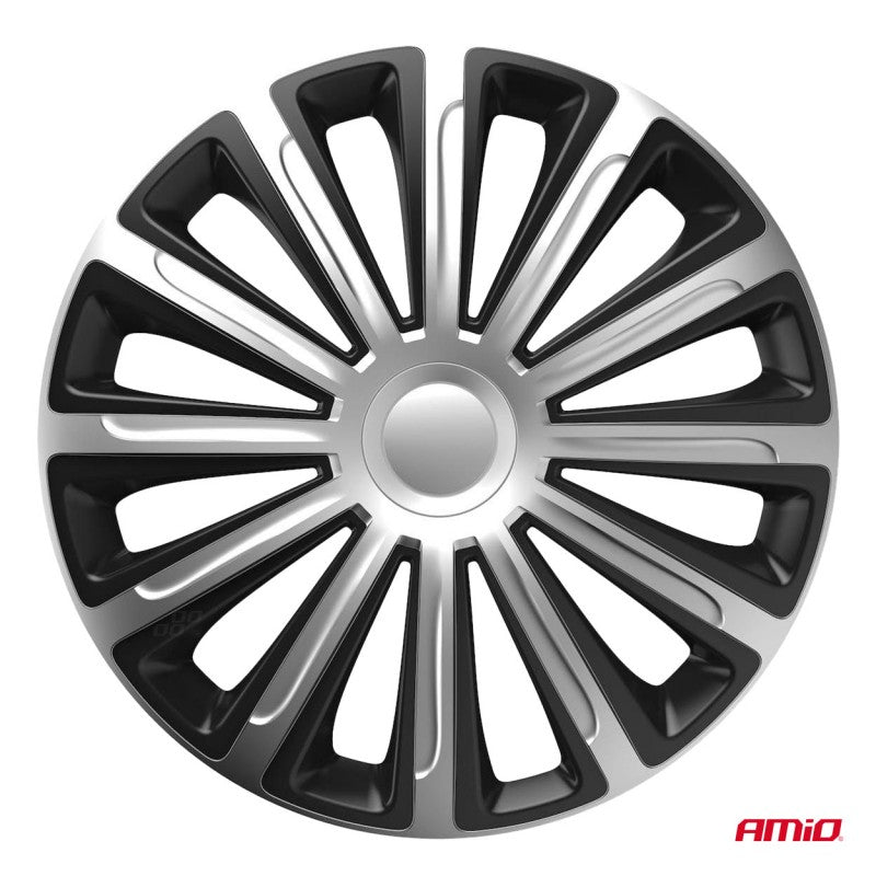 Set 4 Capace roti negru cu argintiu 16" inch