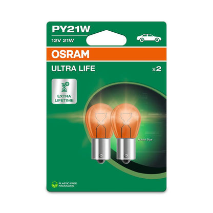 SET 2 BECURI 12V PY21W ULTRA LIFE BLISTER OSRAM