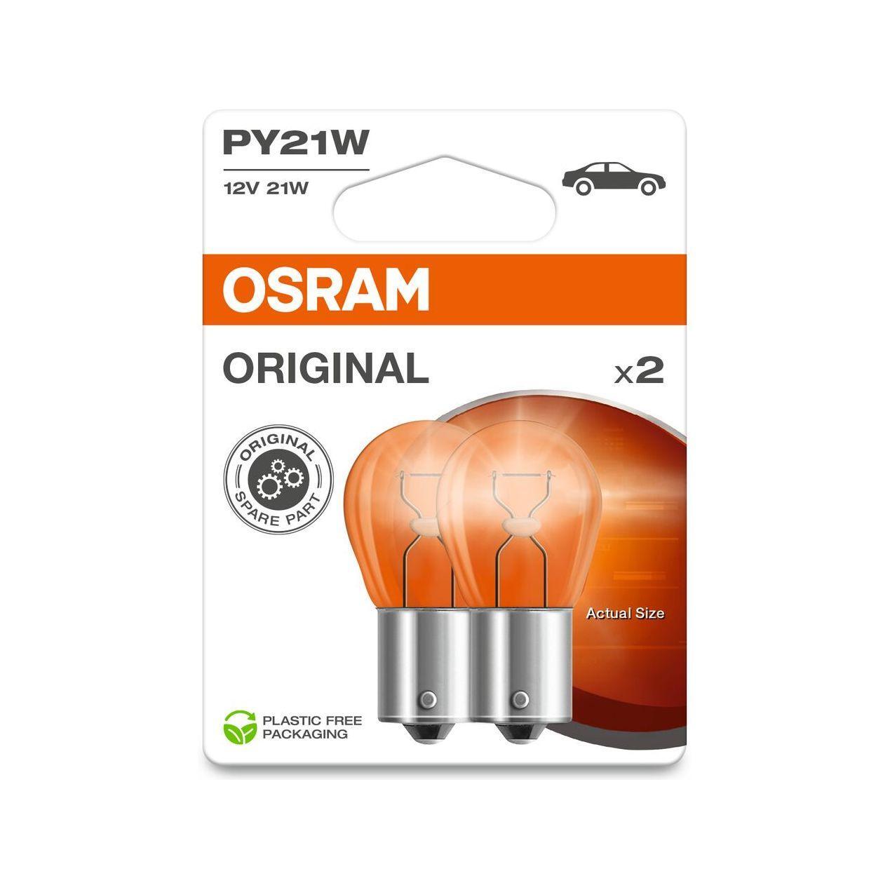 SET 2 BECURI 12V PY21W ORIGINAL BLISTER OSRAM