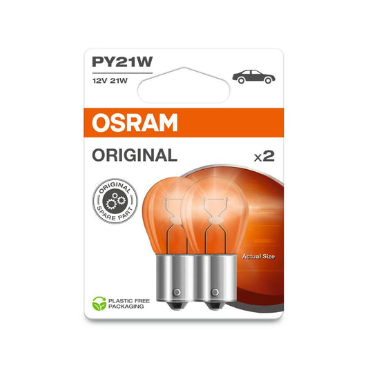 КОМПЛЕКТ 2 БРОЯ КРУШКИ 12V PY21W ОРИГИНАЛЕН БЛИСТЕР OSRAM