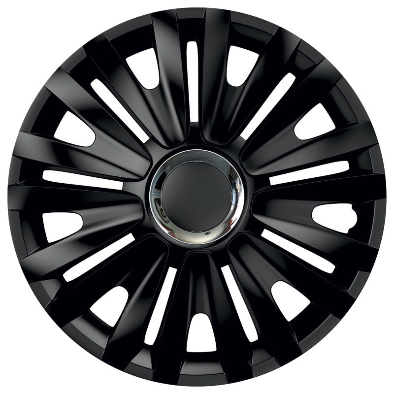 Set 4 Wheel Caps Royal R16, Black with Chromed Ring