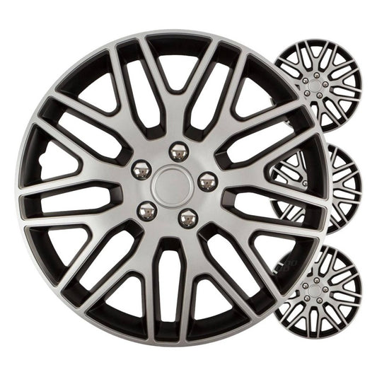 Capace roți auto Dakar, set 4 piese, negru argintiu, 14" COLOR BOX