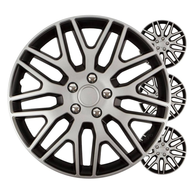Capace roți auto Dakar, set 4 piese, negru argintiu, 15" COLOR BOX