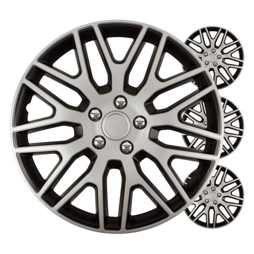 Capace roți auto Dakar, set 4 piese, negru argintiu, 15" COLOR BOX