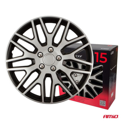 Capace roți auto Dakar, set 4 piese, negru argintiu, 15" COLOR BOX