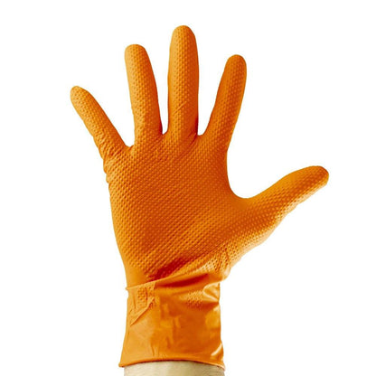 MANUSI DIN NITRIL DE CULOARE ORANGE 7.0 MIL TEXTURA DE DIAMANT, MARIMEA: M (100 BUCATI) JBM