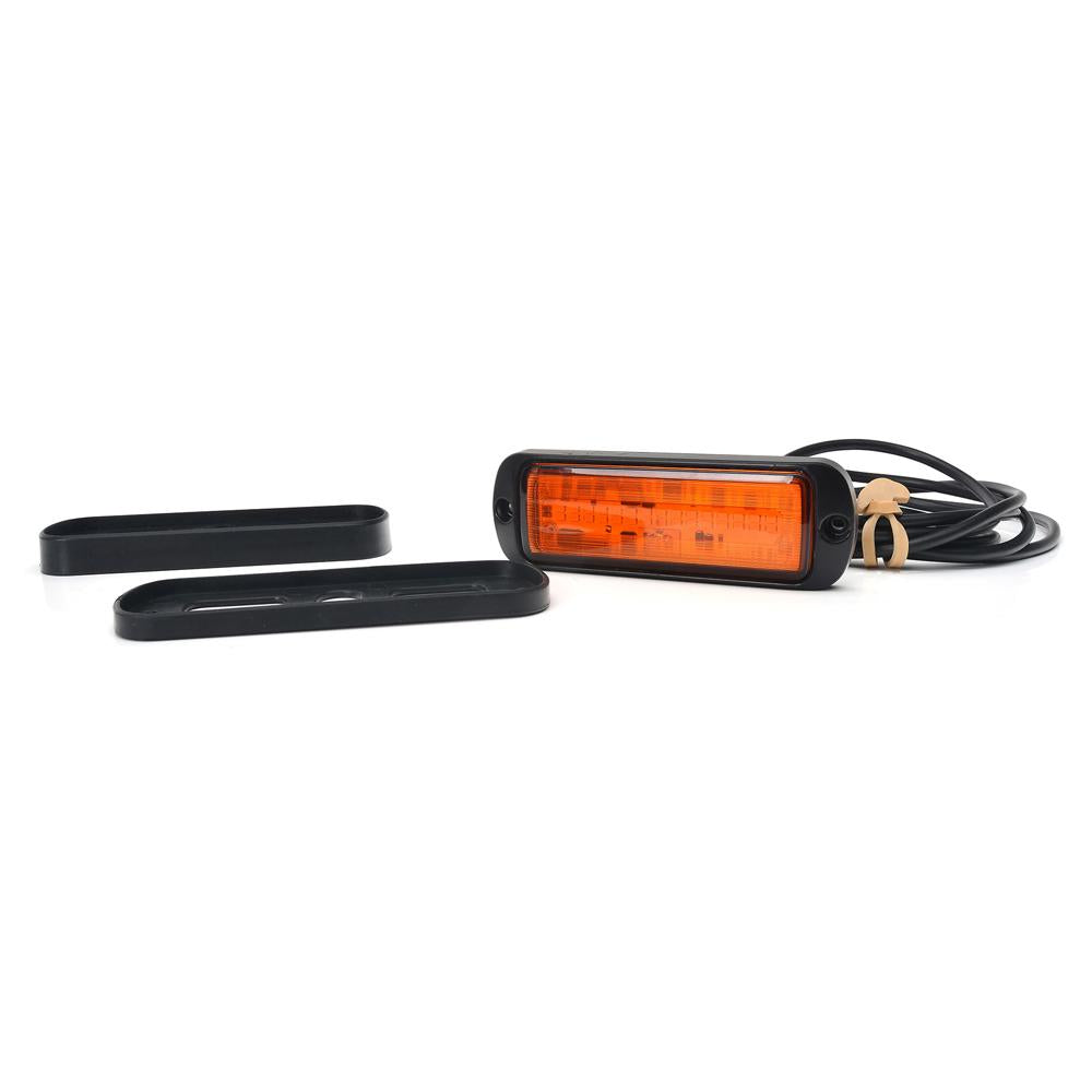 PROIECTOR STROBOSCOPIC LED PORTOCALIU 1469 W218 CU MONTARE IN GRILA, 2 FAZE FLASH, 12V-24V, 21W WAS