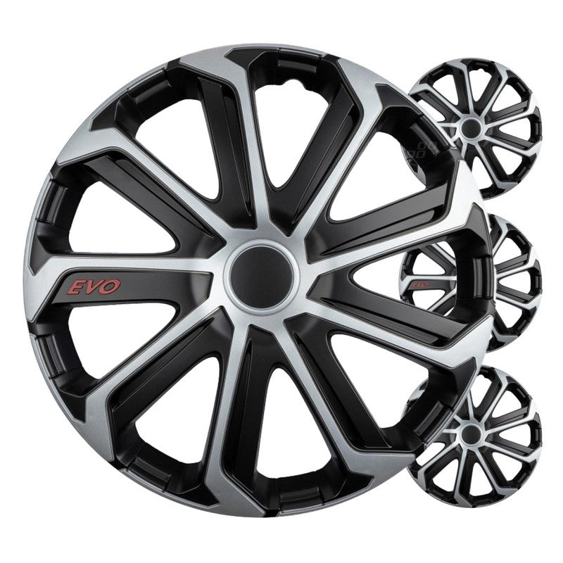 Set 4 capace roti , EVO negru argintiu 15" inch