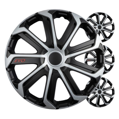 Set 4 buc capace roti, EVO negru argintiu 16"
