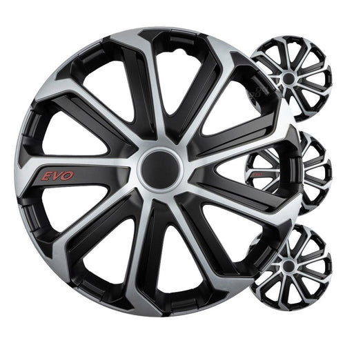Set 4 buc capace roti, EVO negru argintiu 16"