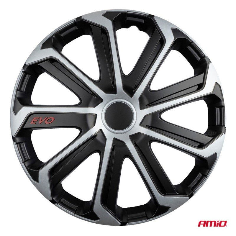 Set 4 buc capace roti, EVO negru argintiu 16"