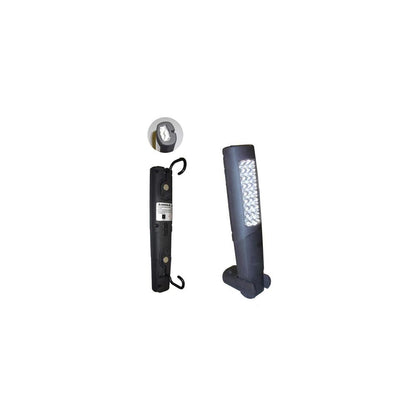 LAMPA DE LUCRU PORTABILA 24+6 LEDURI DUBLU MAGNETICA. SUPORT SI BAZA METALICA JBM