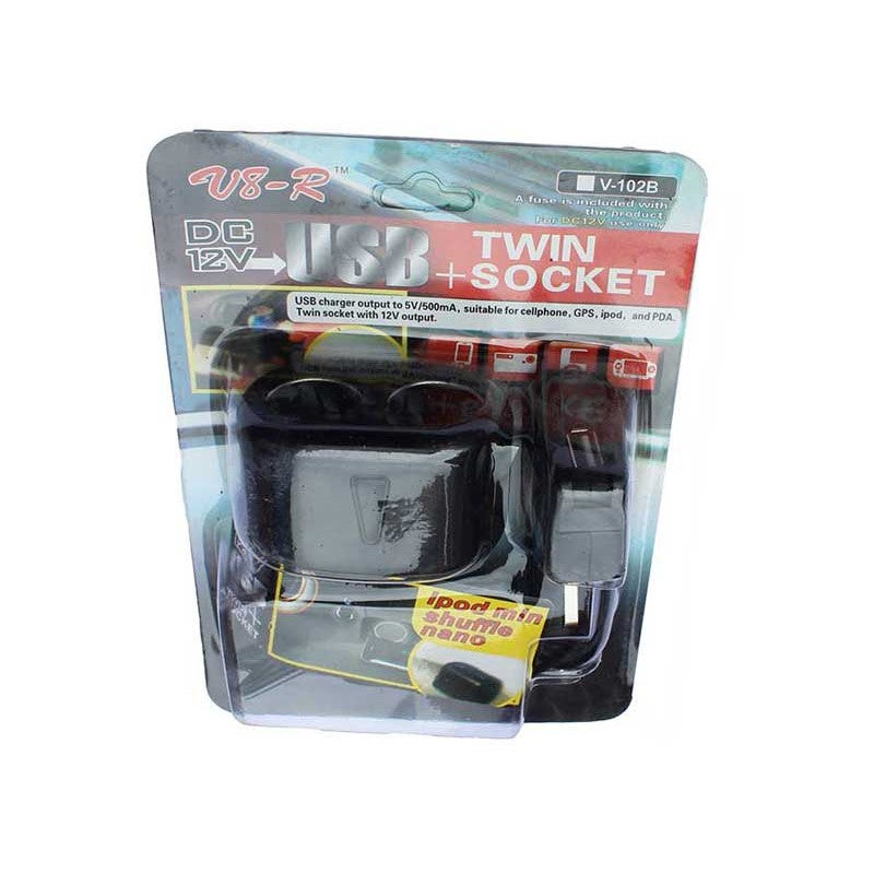 Incarcator bricheta auto 2 cai V-102B cu usb