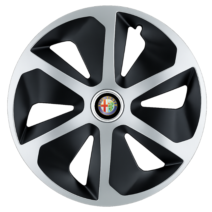Set 4 capace roti Roco Gri-Negru R16 Compatibil Cu Alfa Romeo
