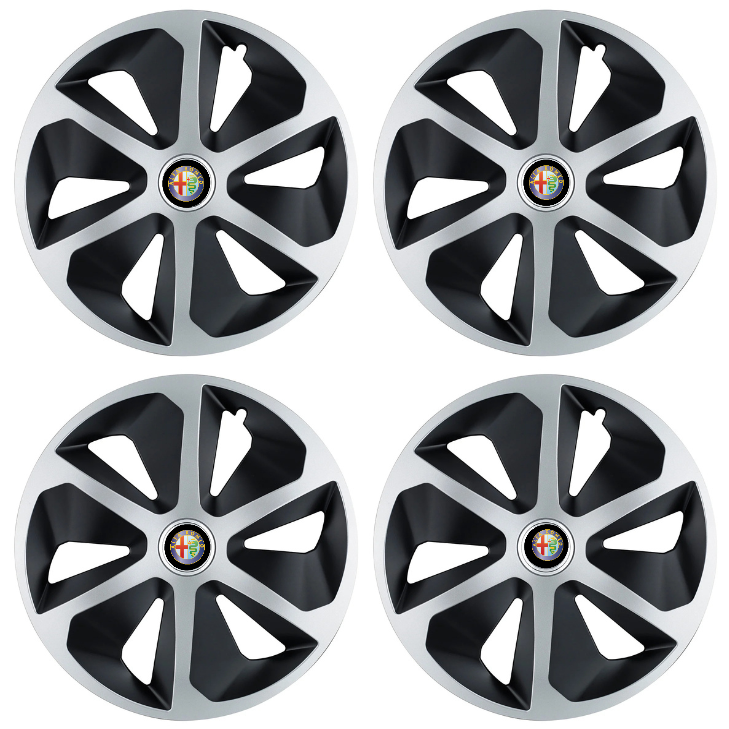 Set 4 capace roti Roco Gri-Negru R16 Compatibil Cu Alfa Romeo