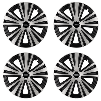 Set 4 capace roti Glory Gri-Negru R15, Compatibil Cu Audi