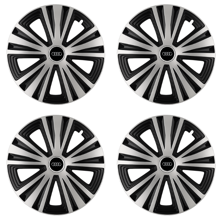 Set 4 capace roti Glory Gri-Negru R14, Compatibil Cu Audi