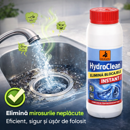 HydroClean - Elimină rapid și definitiv blocajele din țevi, dizolvând părul, grăsimea și depunerile dure