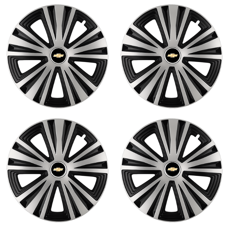 Set 4 capace roti Glory Gri-Negru R14, Compatibil Cu Chevrolet