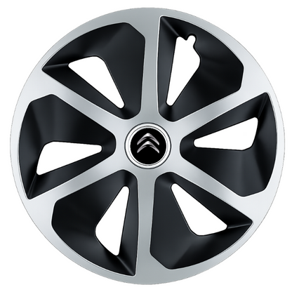 Set 4 capace roti Roco Gri-Negru R16 Compatibil Cu Citroen