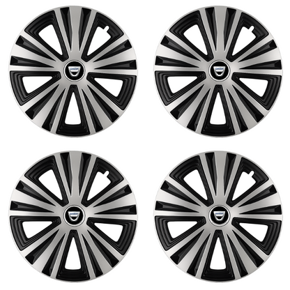 Set 4 capace roti Glory Gri-Negru R16, Compatibil Cu Dacia