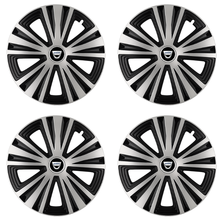 Set 4 capace roti Glory Gri-Negru R14, Compatibil Cu Dacia