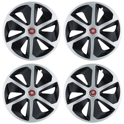 Set 4 capace roti Roco Gri-Negru R15 Compatibil Cu Fiat