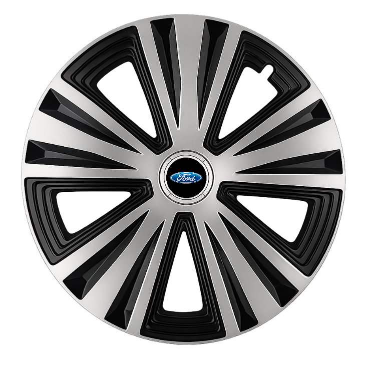 Set 4 capace roti Glory Gri-Negru R16, Compatibil Cu Ford
