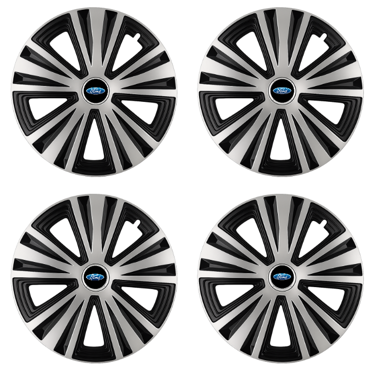 Set 4 capace roti Glory Gri-Negru R16, Compatibil Cu Ford