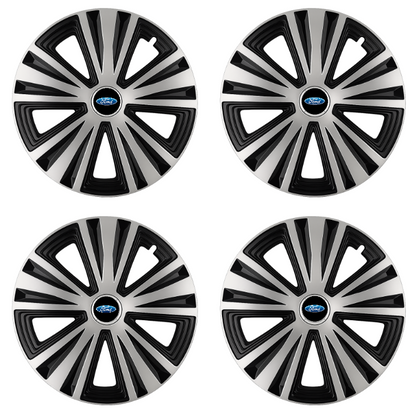 Set 4 capace roti Glory Gri-Negru R16, Compatibil Cu Ford