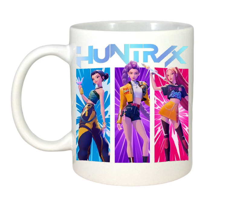 Cana K-Pop Hunters Demon Huntrix Poster Grup Cu Rumi Mira Zoey, Aniversare, Sarbatori, Cadou, Secret Santa, Cri-Flo, Culoare Alb, 330 Ml