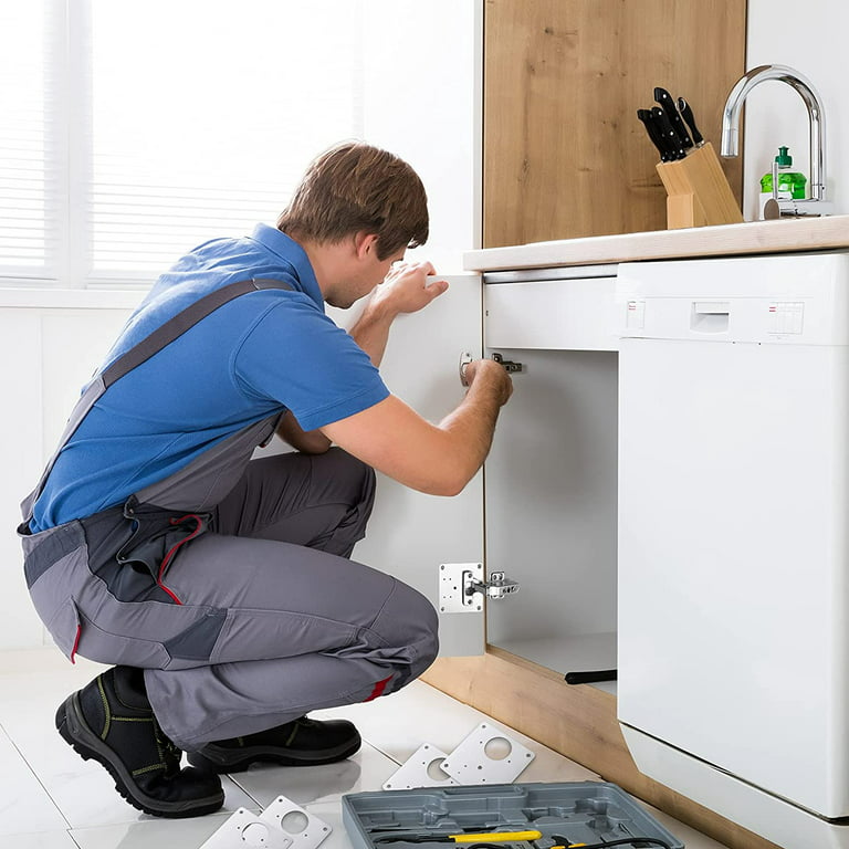 Kit reparatie balama, 2 placute pentru mobila, din otel inoxidabil, 9x9 cm