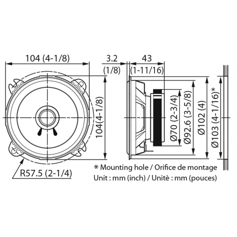 Kenwood KFC-S1056 Difuzoare Dual Cone de 10CM, 21W RMS