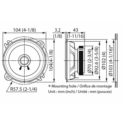 Kenwood KFC-S1056 Difuzoare Dual Cone de 10CM, 21W RMS